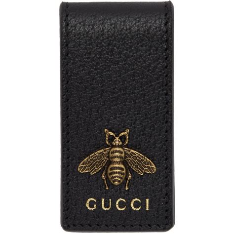 Gucci Bee Motif Money Clip Wallet in Black for Men 